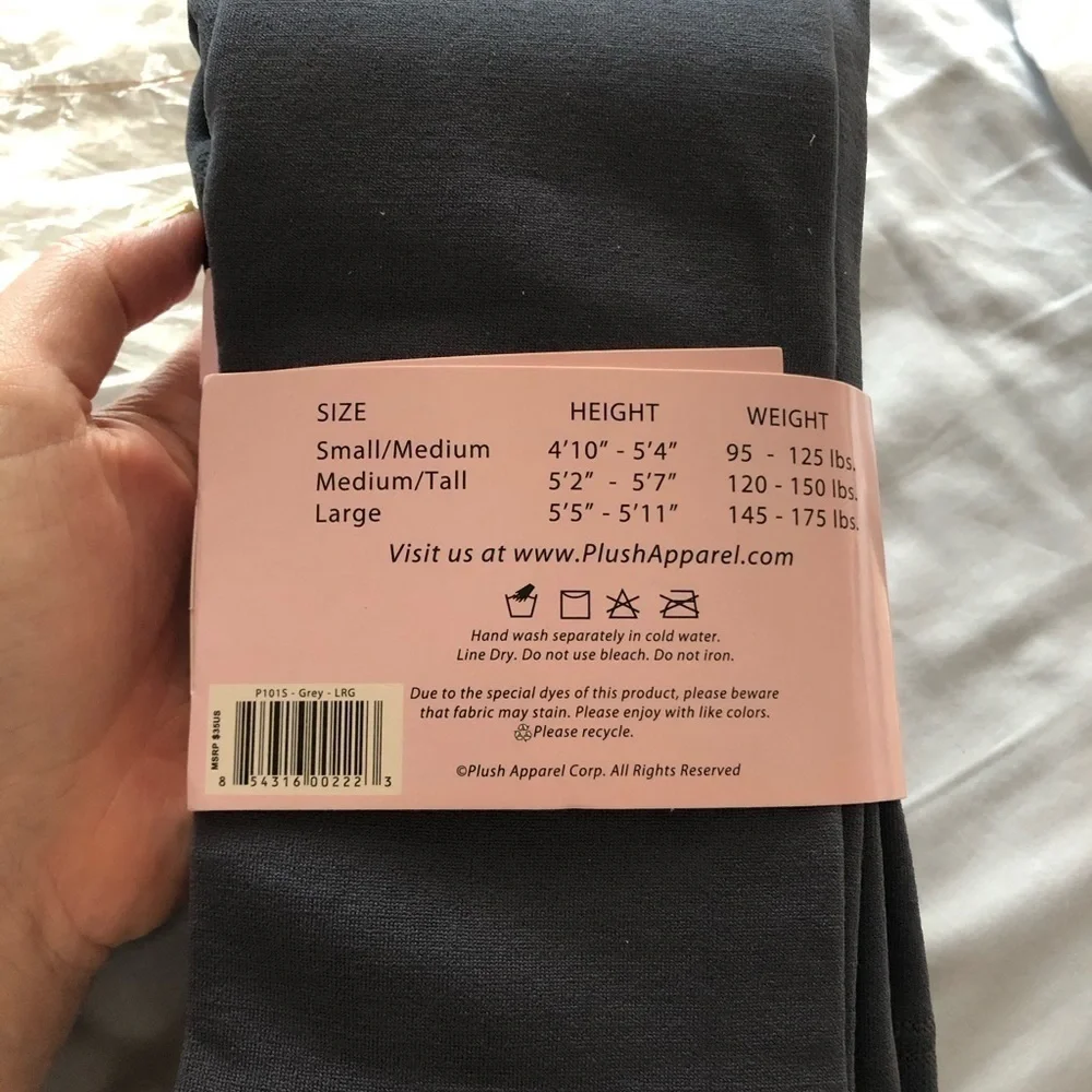 Plush Full Foot Tights Grey Size Large